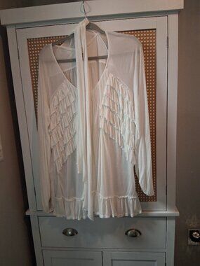 White free people long thin top, dress, cover up.